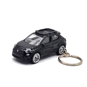 2016 Fiat 500 X Custom 1/64 Scale Black Auto Car Diecast Keychain Bagtag NWOT's
